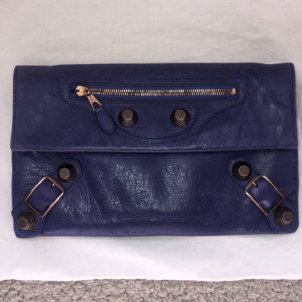 Balenciaga purple clutch